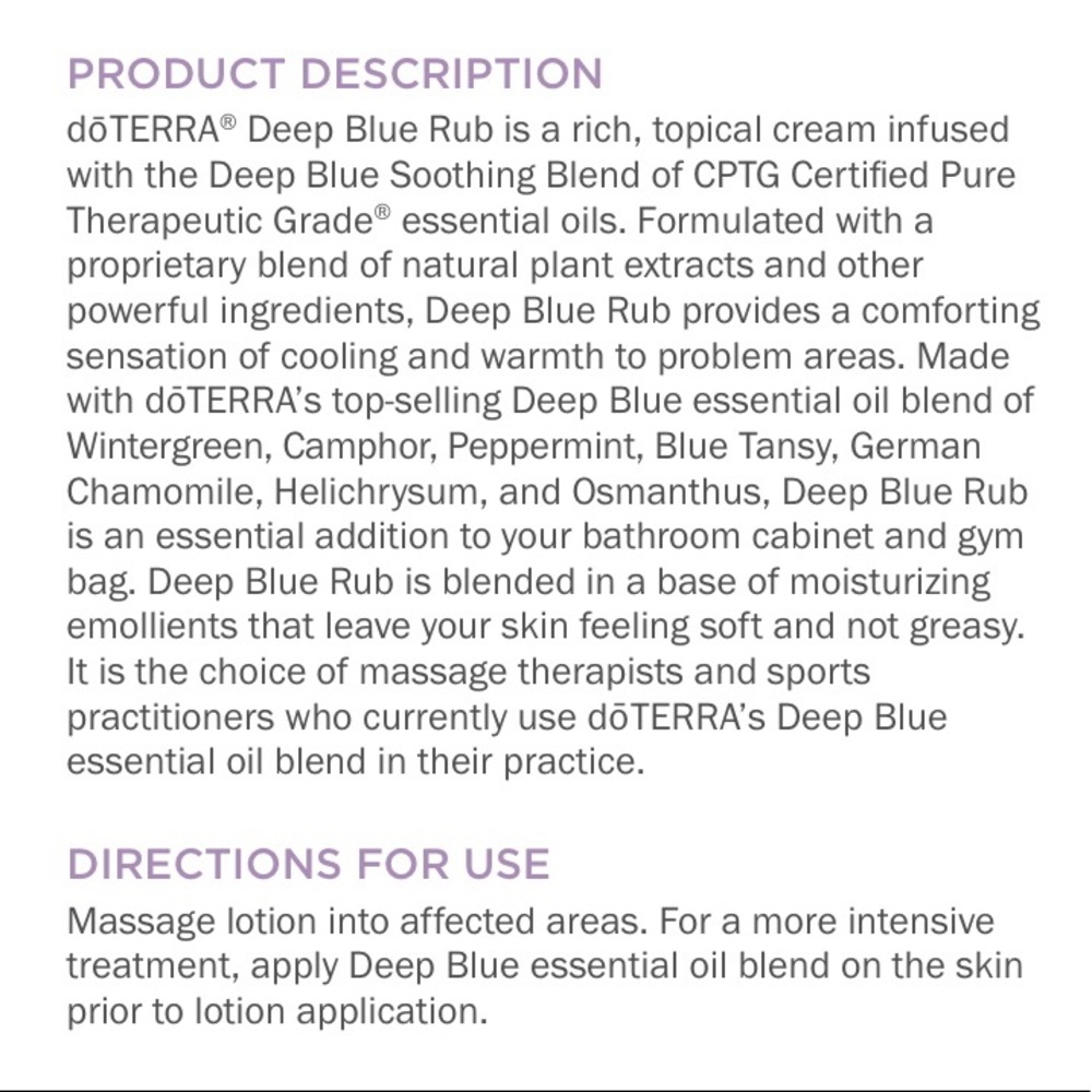 DOTERRA Deep Blue Rub CPTG (NEW) - Picture 3 of 3